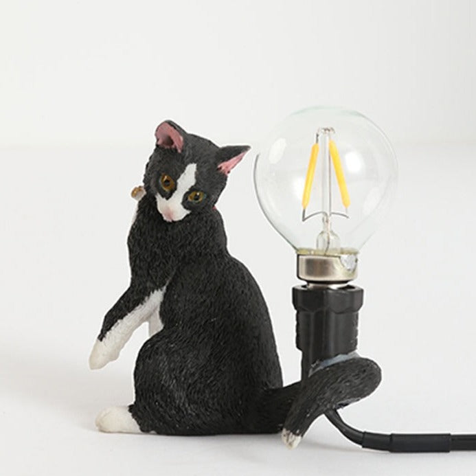 Table Cat Lamp Light - Black Tail