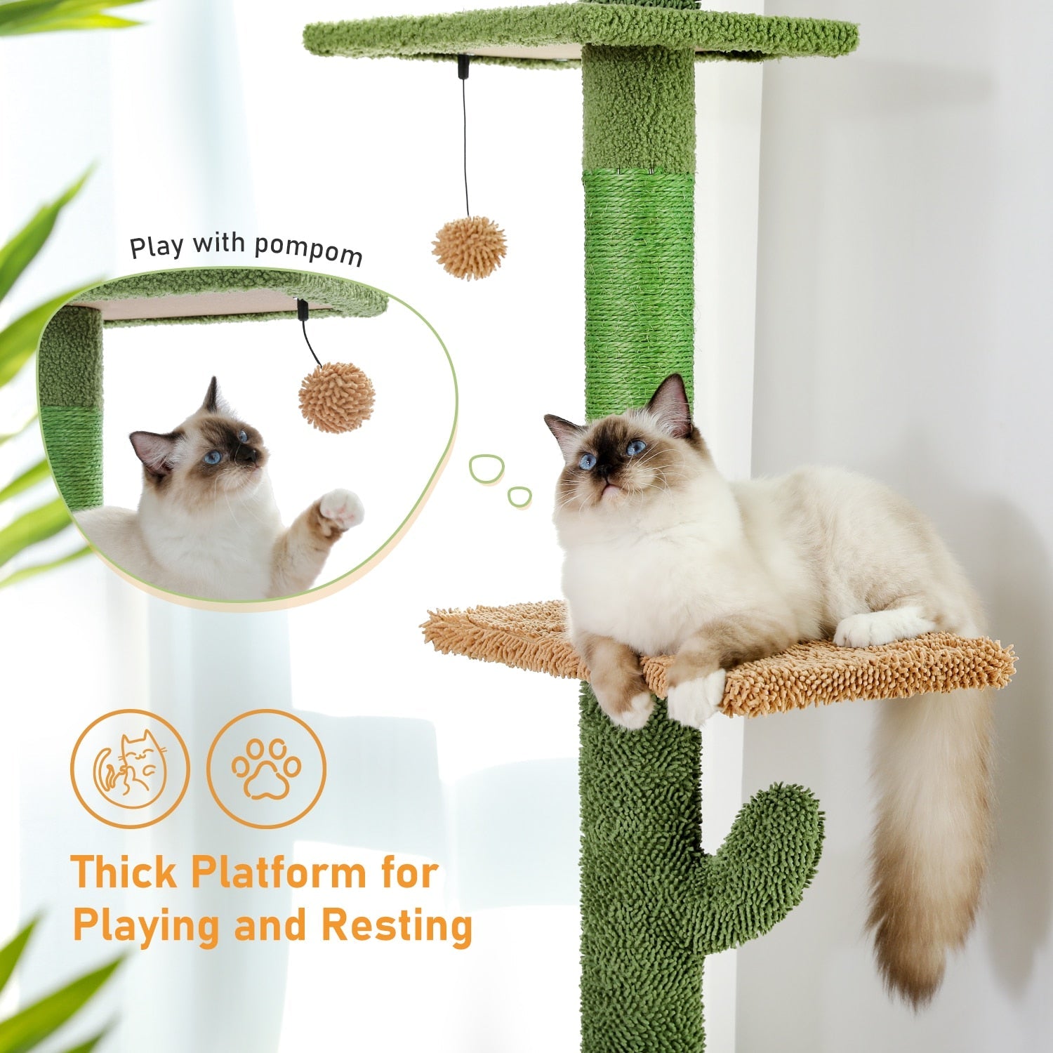 Tall cat scratching shop post with platform