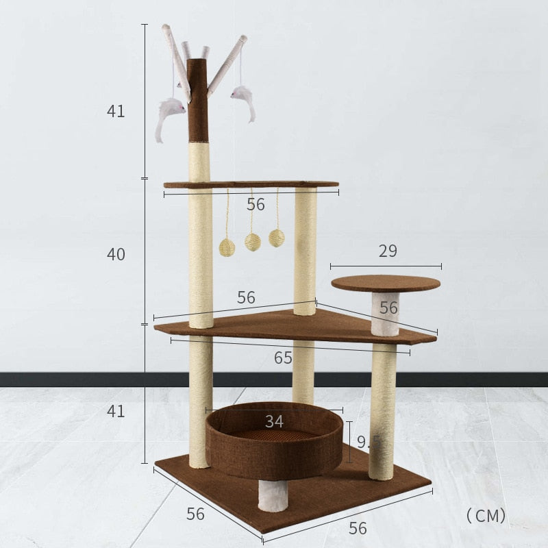 Tall Cat Tree - Brown / For 7.5 kg