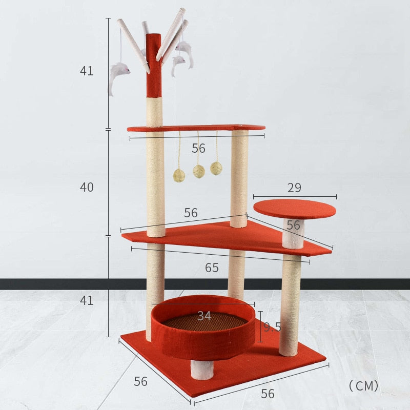 Tall Cat Tree - Red / For 7.5 kg