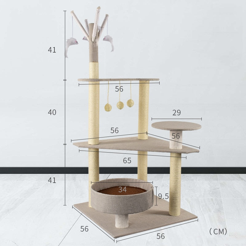 Tall Cat Tree - Beige / For 7.5 kg