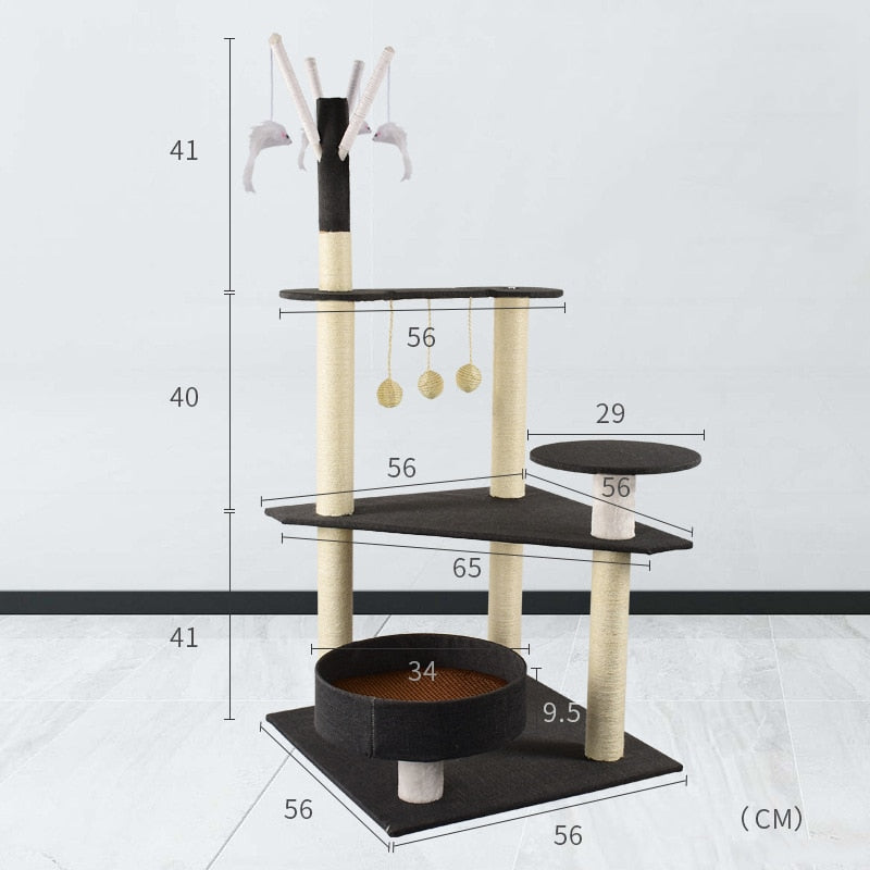 Tall Cat Tree - Black / For 7.5 kg