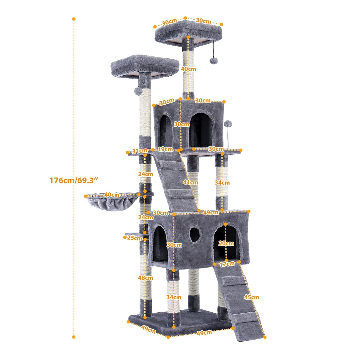 Tall Modern Cat Tree - Grey / United States