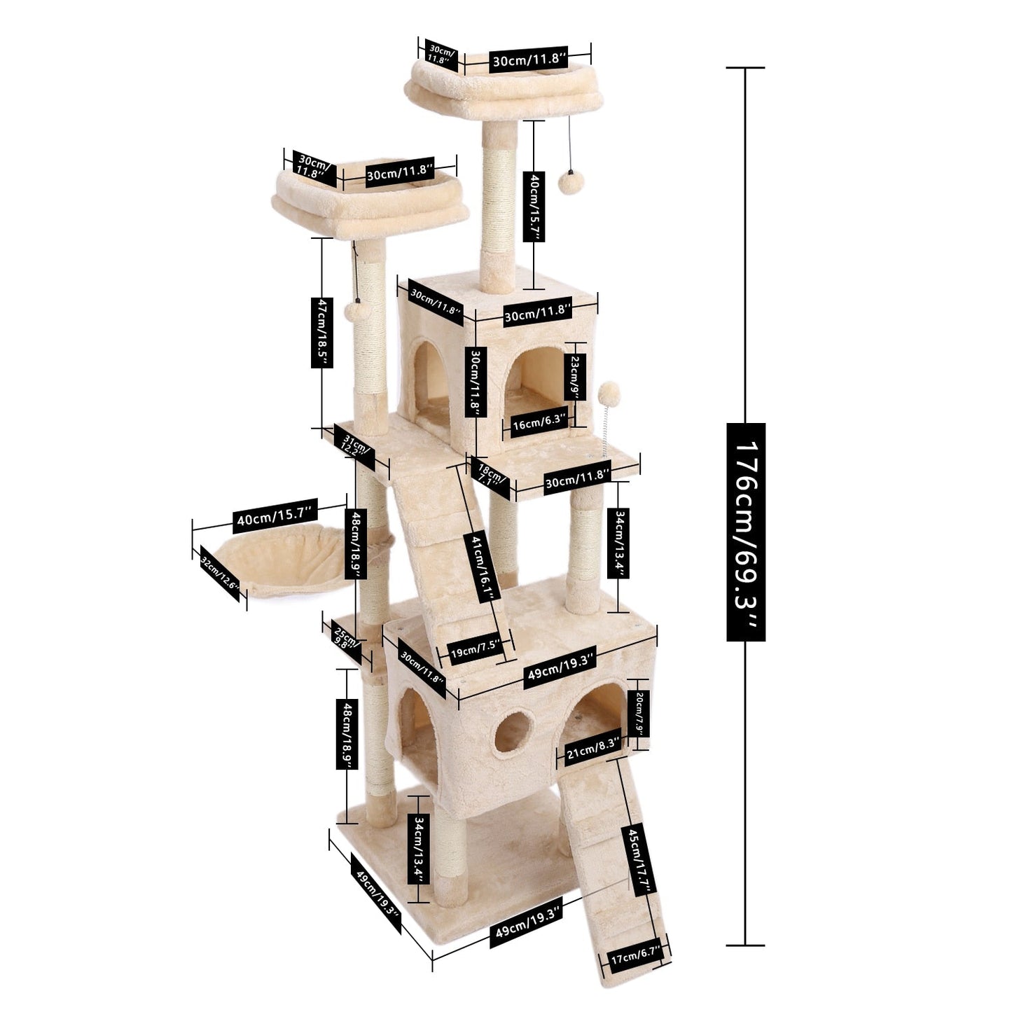 Tall Modern Cat Tree - Beige / United States