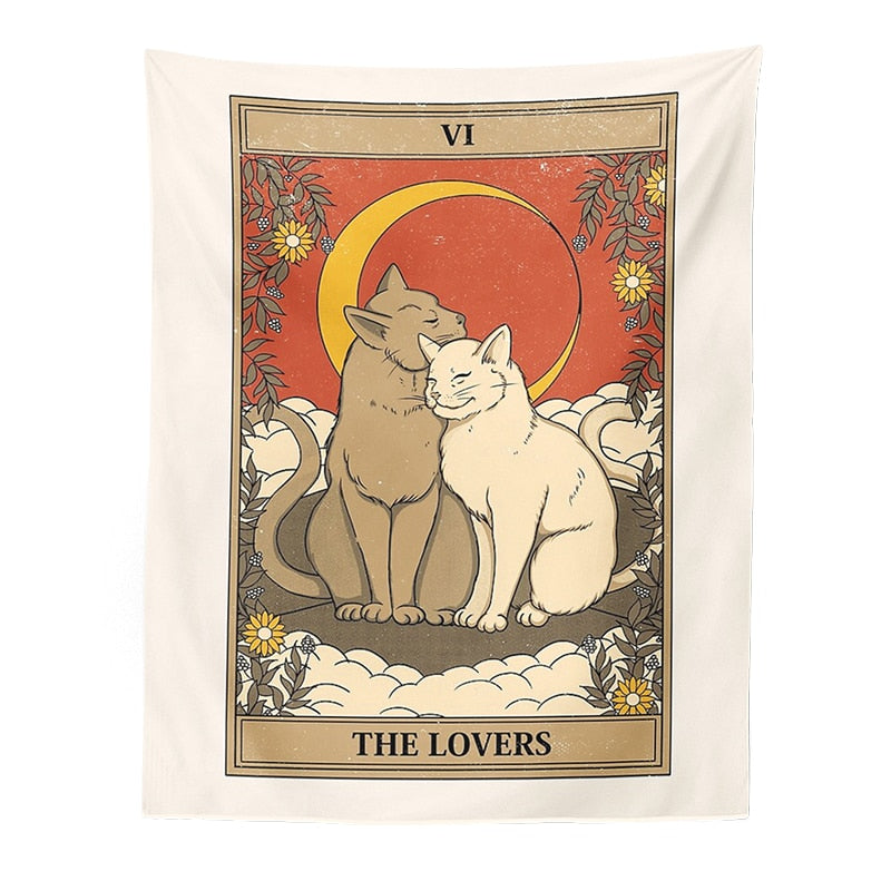 Tarot Card Cat Tapestry - Orange - Cat Tapestry