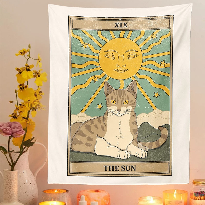 Tarot Card Cat Tapestry - Cat Tapestry