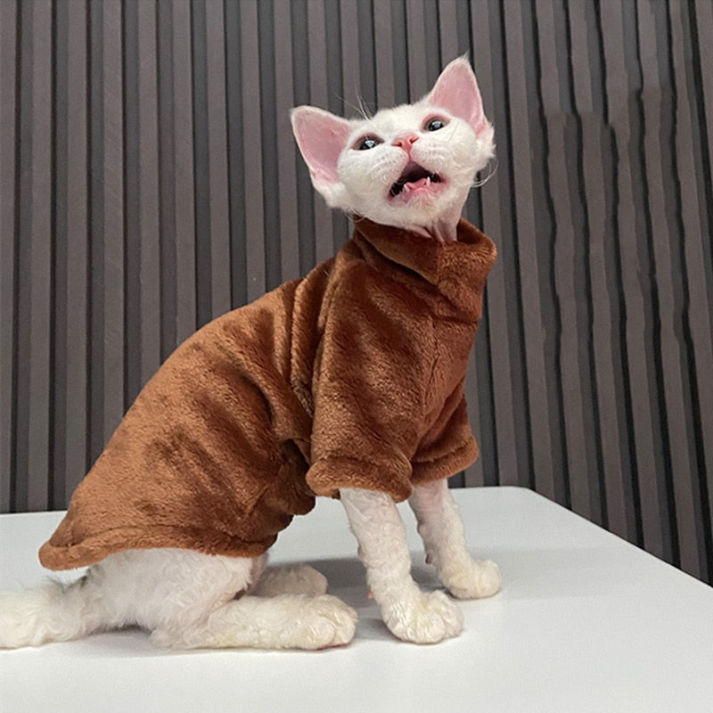 Thick Winter Cat Clothes - Brown / XS - Clothes for cats
