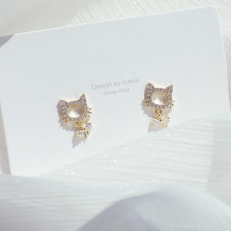 Tiny Kitty Cat Earrings - Cat earrings