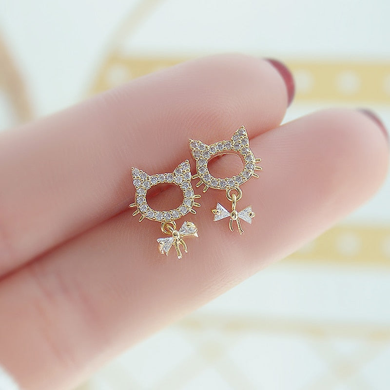 Tiny Kitty Cat Earrings - Cat earrings