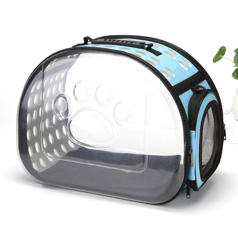 Transparent Cat Carrier Bag - blue / S 2.5kg - Transparent