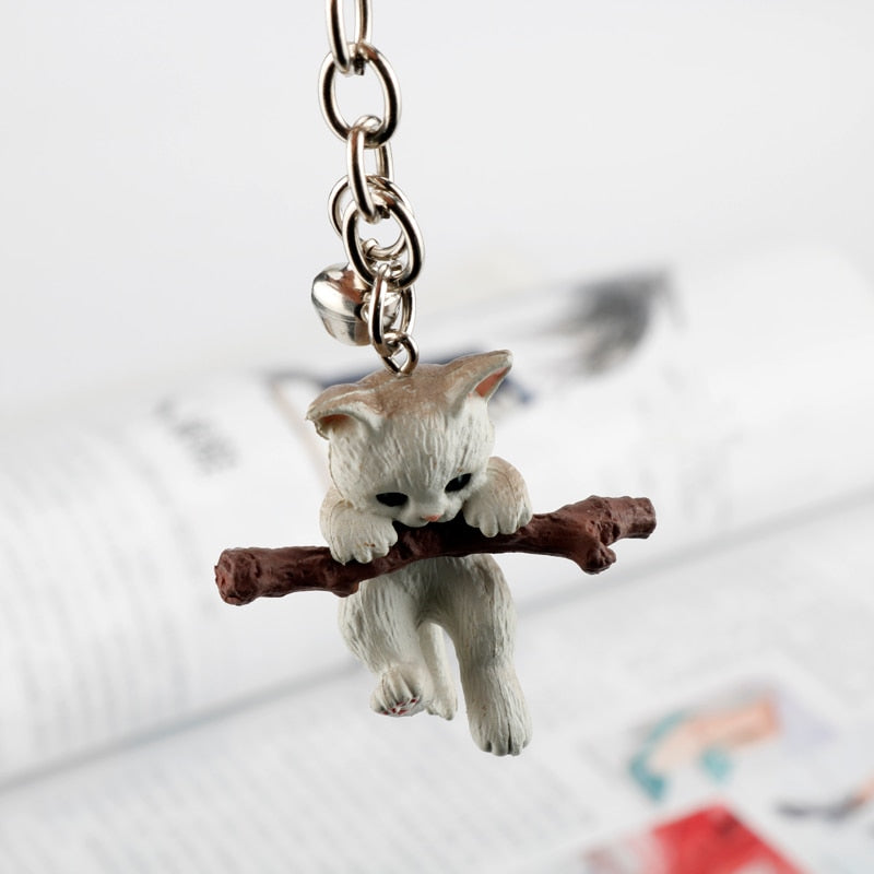 Tree Branch Cat Keychain - Cat Keychains