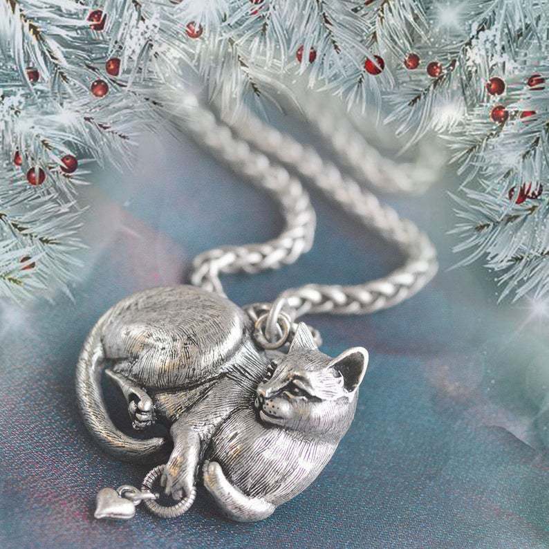 Vintage Cat Necklace - Cat necklace