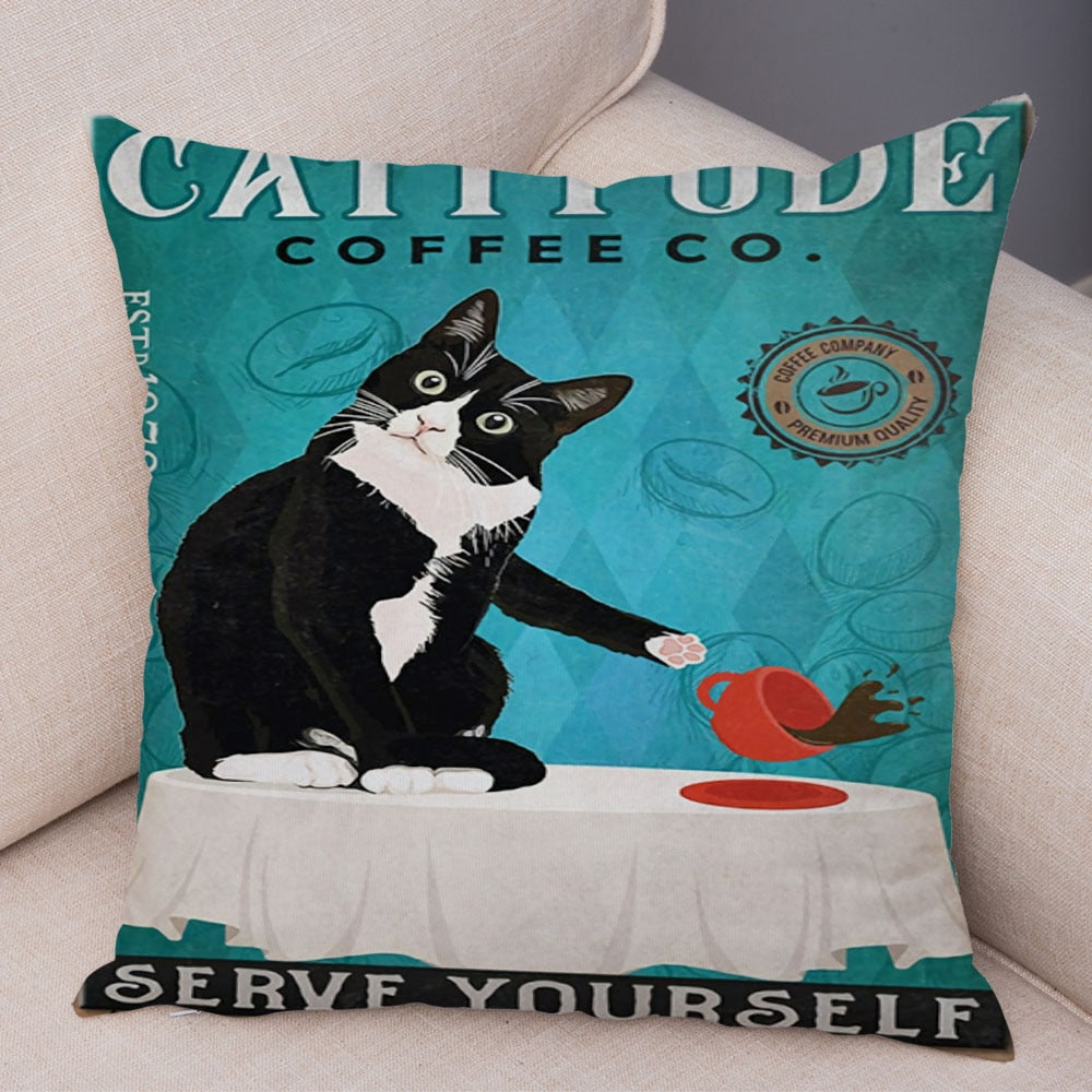 Vintage Cat Pillow - 450mm*450mm / Cattitude
