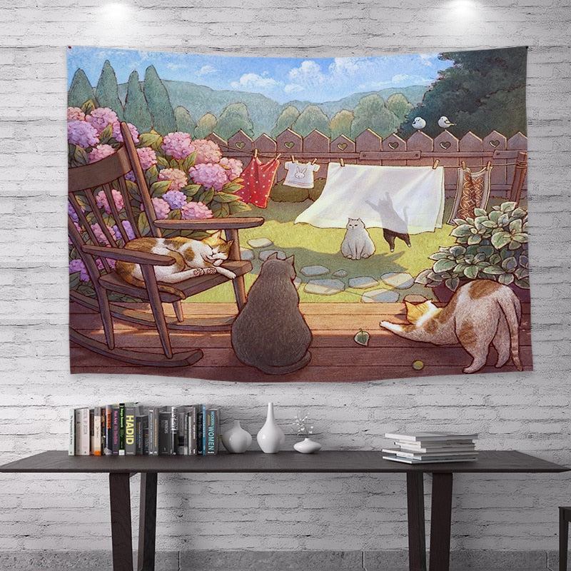 Vintage Cat Tapestry - Outdoor / 100x75cm - Cat Tapestry