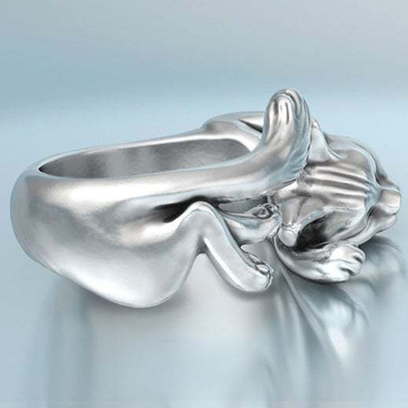 Vintage Cat Wrap Ring - cat rings
