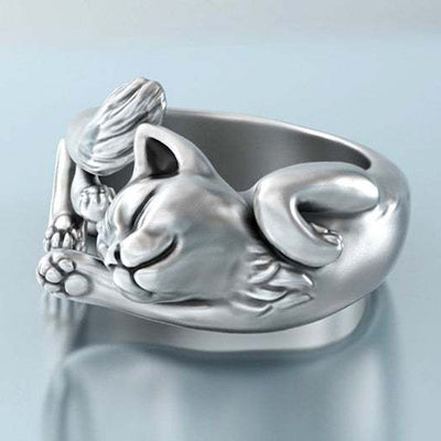Vintage Cat Wrap Ring - cat rings