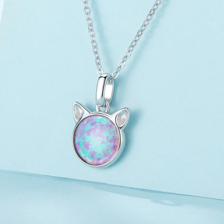 White Gold Cat Necklace - Cat necklace