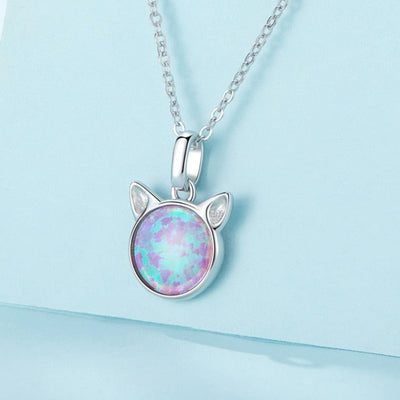 White Gold Cat Necklace - Cat necklace