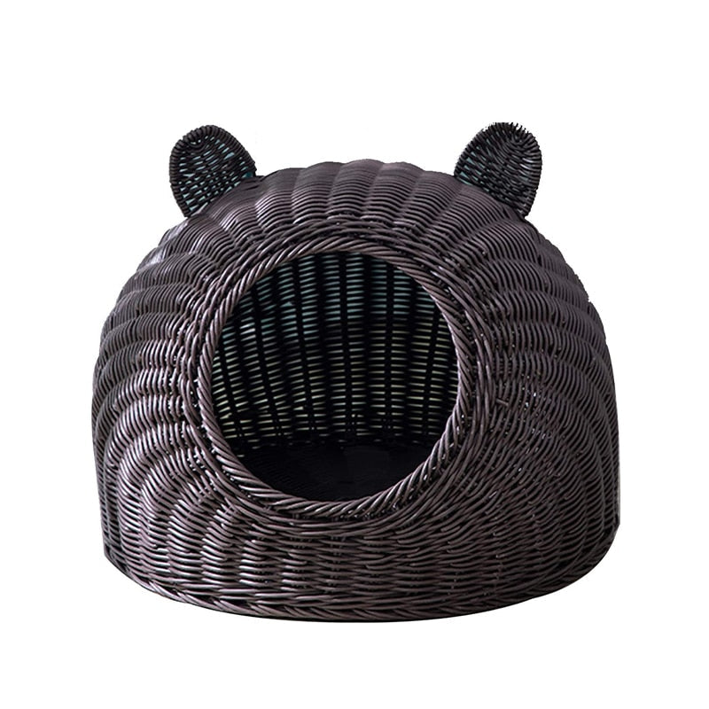 Wicker Cat Bed - Coffee / S