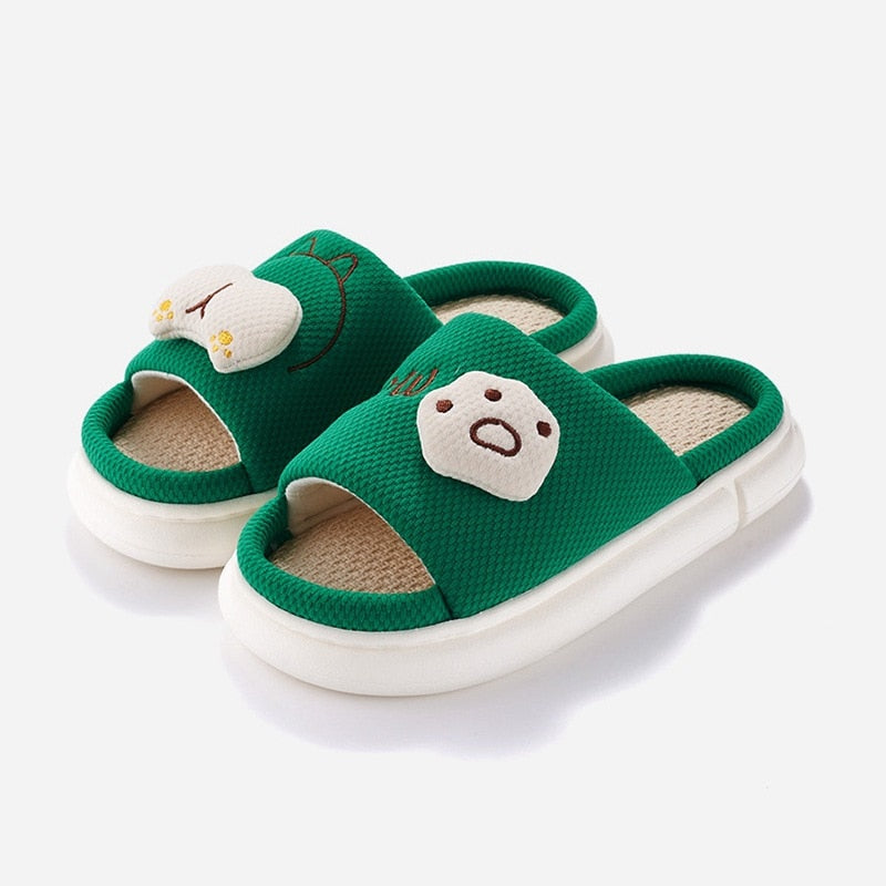 Womens Cat Slippers - Green / 36-37(Fit 22.5-23cm) - Cat