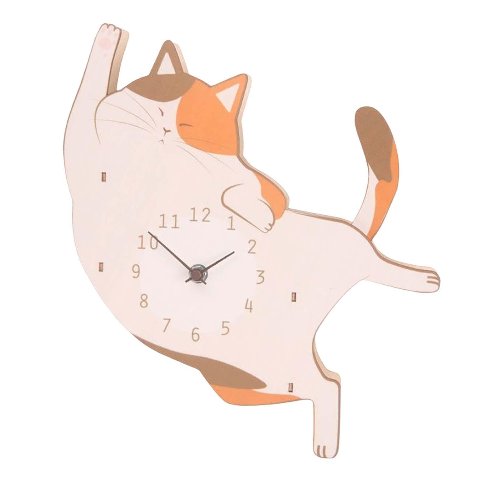 Wooden Cat Clock