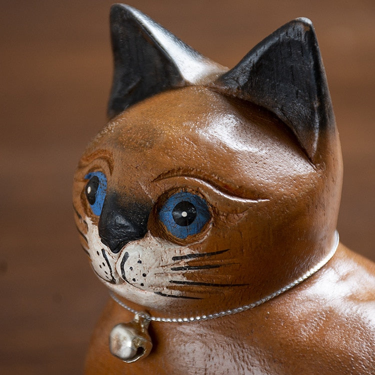 Wooden Cat Figurines