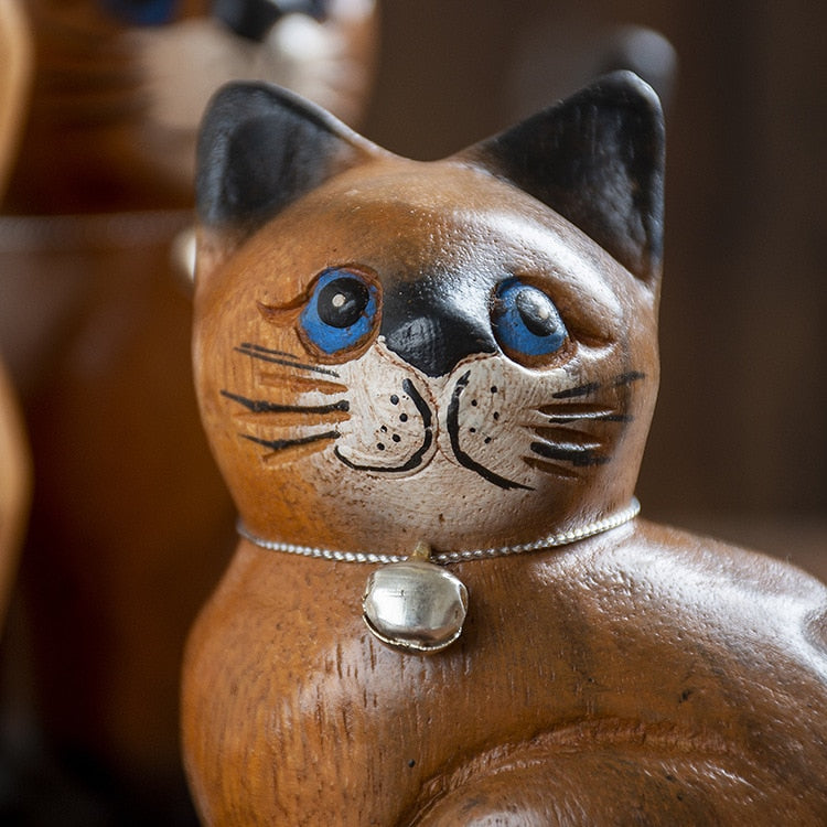 Wooden Cat Figurines