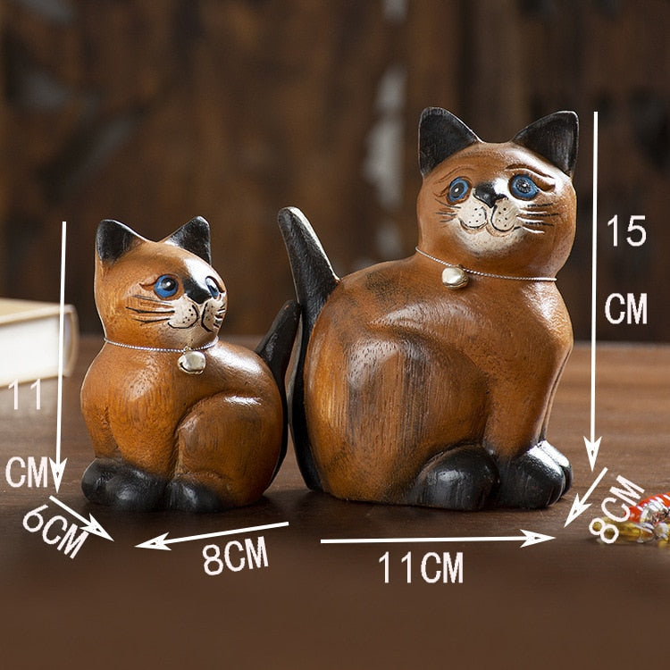 Wooden Cat Figurines