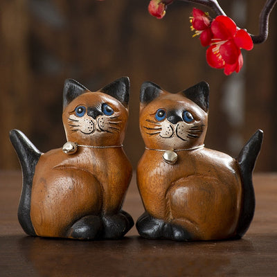 Wooden Cat Figurines
