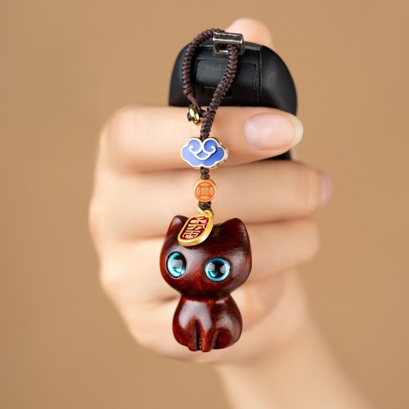 Wooden Cat Keychain - Cat Keychains