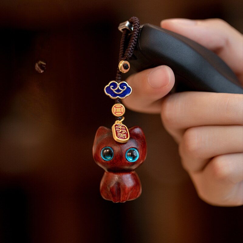 Wooden Cat Keychain - Cat Keychains