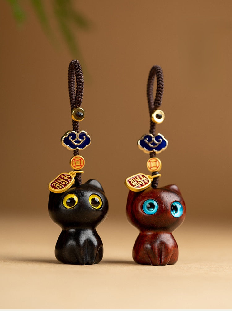 Wooden Cat Keychain - Cat Keychains