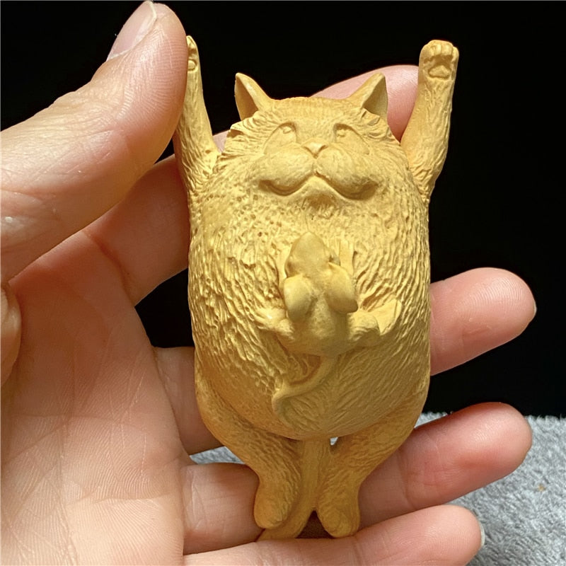 Wooden Cat Statue