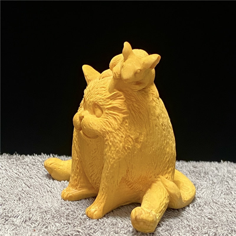 Wooden Cat Statue