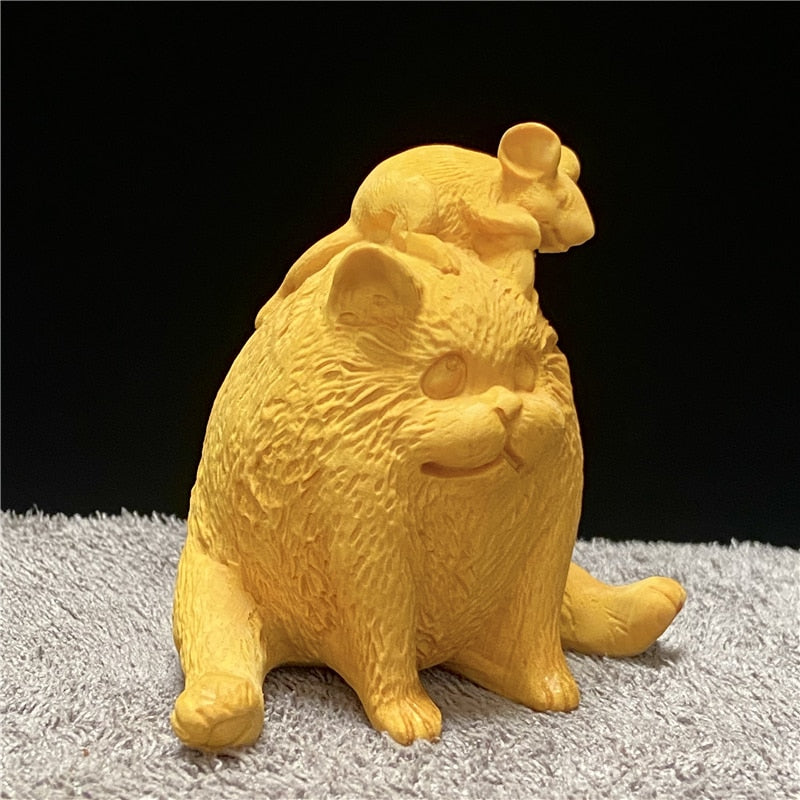 Wooden Cat Statue
