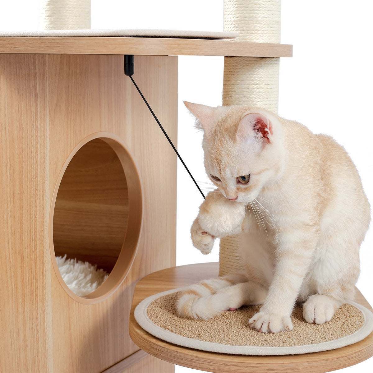 Wooden Cat Tree - Beige / United States