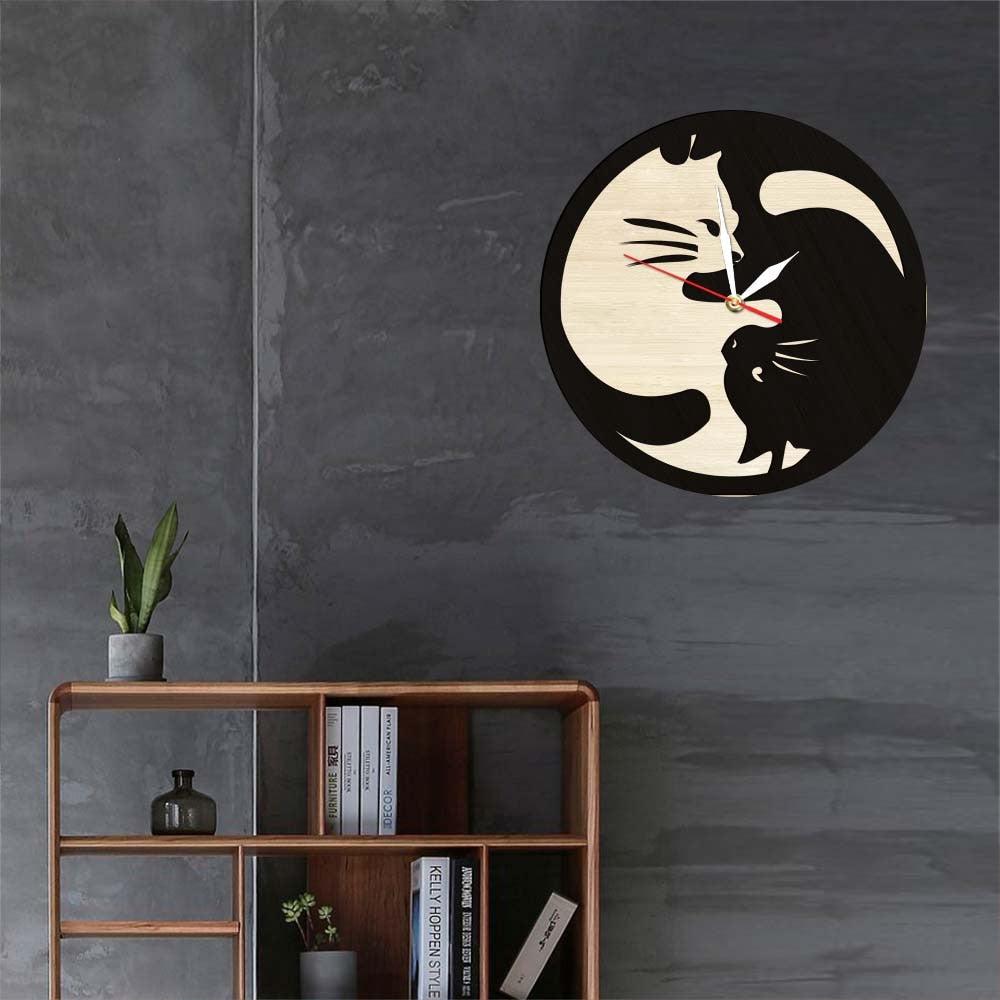Yin Yang Cat Clock